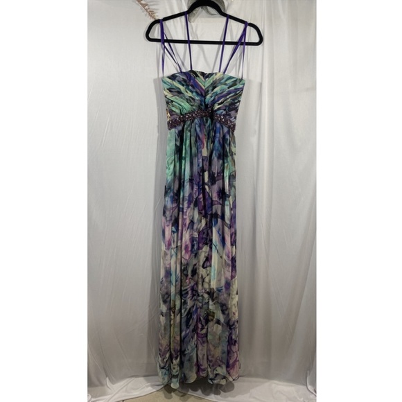 NEW La Femme [ 4 ] Sweetheart Strapless Embellished Waist Chiffon Gown‎ - Picture 10 of 13